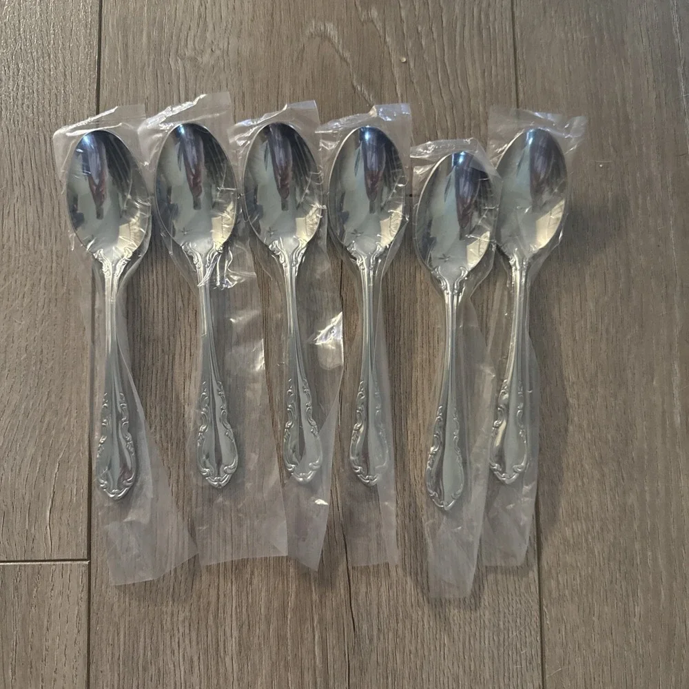 NEW 6 PCs RSVP Flatware‎ WIMBERLY Stainless 18/10 Glossy TEASPOONS NICE!